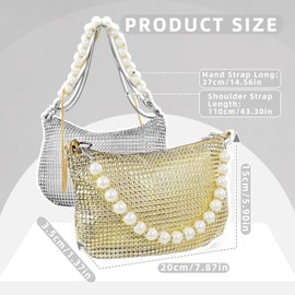 Energather Rhinestone Purse, Evening Clutch Purses for Women Sparkly Evening Bag Small Handbag for Wedding Prom Party (Silver)