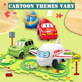 2024 New 25PCS Children's Puzzle Track Car Game Set, DIY Assembly Electric Trolley for Kids (Dinosaur)