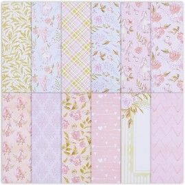 CRASPIRE 24Pcs Flower Scrapbook Paper Pack 6 x 6 Decorative Paper Pads Macaron Floral Garden Patterned Background Greeting Pads Sheets for DIY Photo Album Scrapbooking Junk Journal Cards Making Decor