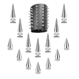 JUNMEIDO Pack of 130 Decorative Rivets Punk Killer Rivets Set for Screwing Rivets Pointed Metallic Pointed Rivets Stainless Steel Decorative Rivets Metal Screw Rivets for Clothing Point, Leather,