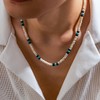 Fuqimanman2020 Puka Shell Necklace Summer Beach Surfer Seashell Necklace White+Black