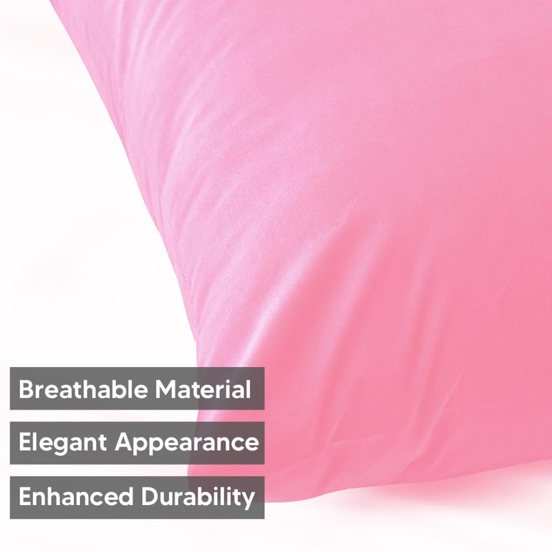 2 Pack Pink Pillowcases – Super Soft Cotton Bed Pillow