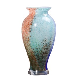 Hand Blown Glass Vase 11.4" Tall, Murano-Style Art Colorful Glass Vase, Beautiful Blown Glass Bud Vase for - Home Entrance Wedding Center
