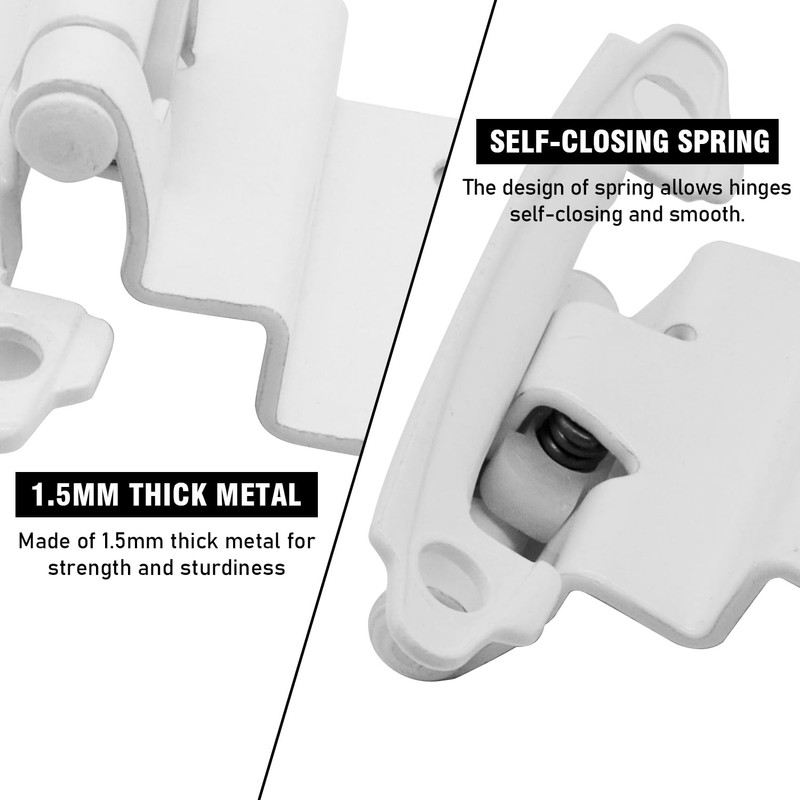 3/8 Inch Inset Cabinet Hinges White, 50 Pack (25 Pairs)