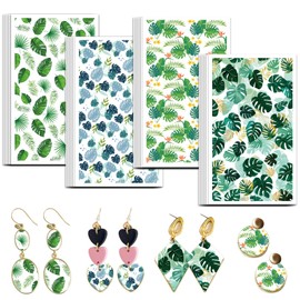 OLYCRAFT Leaf Clay Transfer Paper 4 Design 24 Pcs Transfer Paper for Polymer Tropical Leaves Polymer Clay Transfer Sheets Monstera Leaf Small Transfer Paper for Clay Earrings Jewelry Making