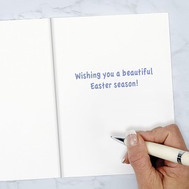 Stitched Easter Greeting Cards - Set of 8 (1 design), Large 5" x 7" card with White Envelopes, Sentiment Inside, Happy Easter Card