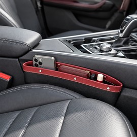 Car Seat Gap Organizers for Phones, Keys & Small Essentials – 2 Pack Leather-Style Storage Pockets for Center Console Gaps, 4 Colors