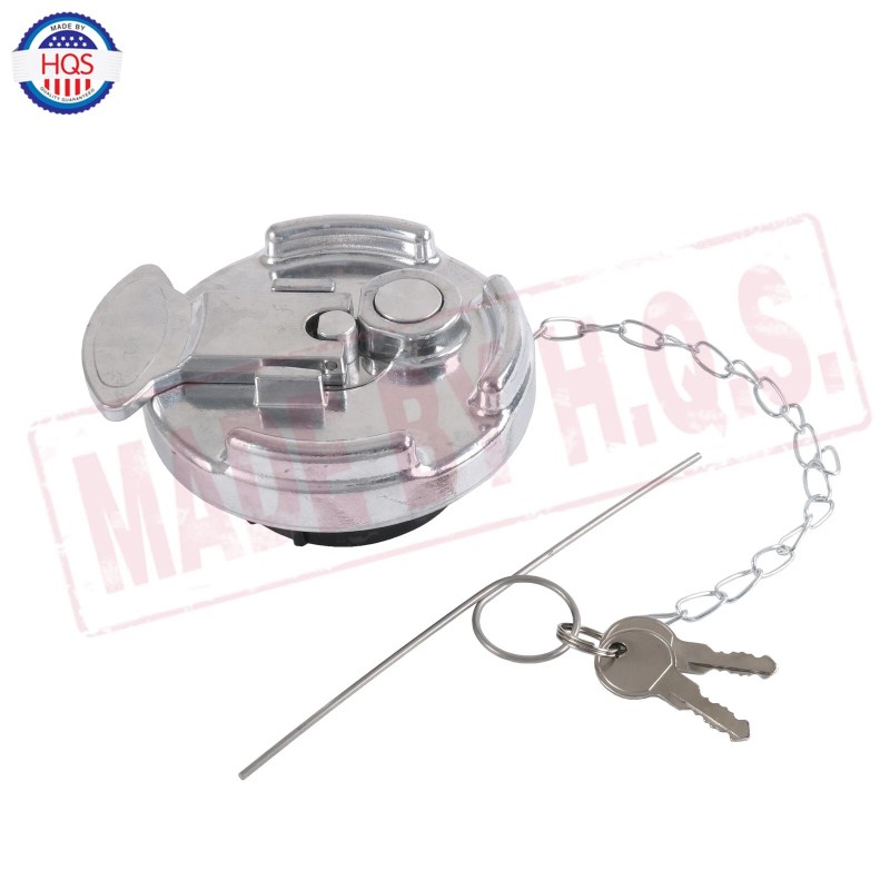 HQS 2x Chrome Lever Style Locking Fuel Cap 4" For