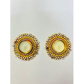 2Pcs of Designer Tealight Candle Holders for Side or Center Table Dining Room Lighting Home Decoration Diwali Gifts Navratri Dussehra Diya for Home Decoration