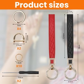BUENTYA Leather Car Keychain Bling Universal Key Fob Holder Car Key chain Keyring for Men and Women 360 Degree Rotatable Car Key Fob with 2 Diamond Anti-lost D-Ring, 12 Keyrings 2 Screwdrivers, Gifts