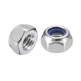 sourcing map 35Pcs M6 x 1 Nylon Insert Hex Lock Nuts, 316 Stainless Steel Self-Locking Nylon Insert Stop Nut for Industrial Construction Fasteners, Silver&Blue