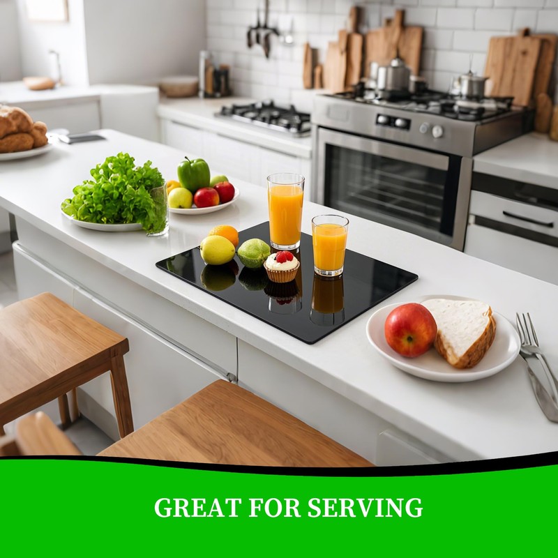 Tempered Glass Cutting Board for Kitchen, Black Cutting Board for