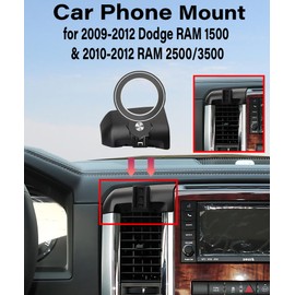 AbeeyGeomarn Magnetism Car Phone Holder for 2009-2012 Dodge RAM 1500/2010-2012 RAM 2500/3500 Accessories Compatible with MagSafe Hands-Free 360 Degree Rotation Adjustable Cell Phone Mount