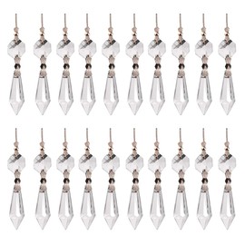 20pcs Clear Crystal Chandelier Icicle Prisms Lamp Candelabra Replacement Parts with Octagon Beads,DIY Crystal Curtain Pendants 38mm