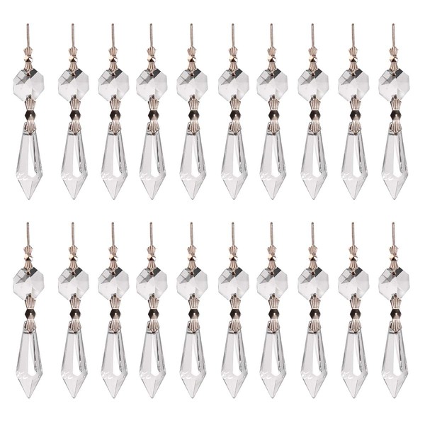 20pcs Clear Crystal Chandelier Icicle Prisms Lamp Candelabra Replacement Parts