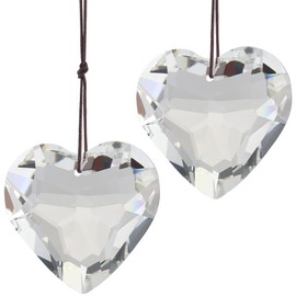 SOFPLATE 2Pcs Heart Crystal Suncatcher Glass Hanging Prism Clear Glass Rainbow Maker Heart Dangle Sun Catchers with Rope Pendant Ornaments for Wall Window Chandelier Garden Outdoor Indoor Decorations