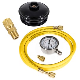 E-cowlboy Fuel Pressure Test Kit with Billet Aluminum Fuel Filter Cap and Pressure Test Port fit for Ford 2003-2007 6.0L fit for Powerstroke Diesel F-Series（F250 F350 F450 F550） E-Series