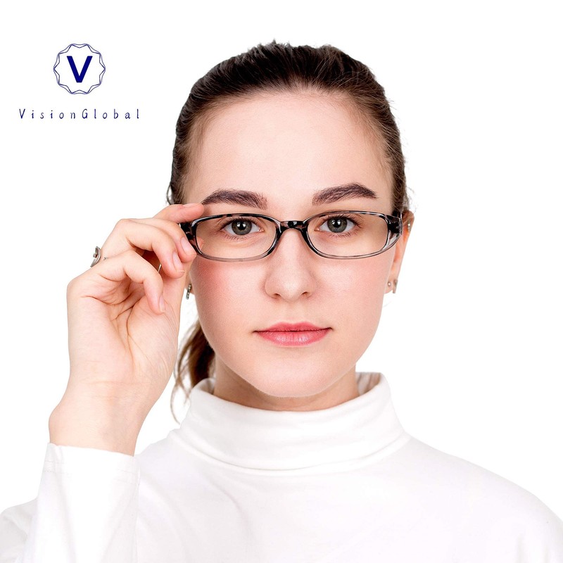 VisionGlobal 1 Pair Reading Glasses with Spring Hinge, Blue Light