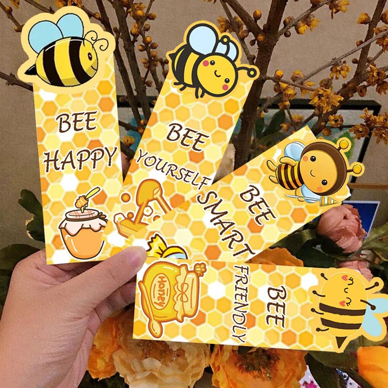 Cute Bee Bookmarks,1.6 * 5.5Inch Motivational Paper Bookmark Pack,60PCS Book