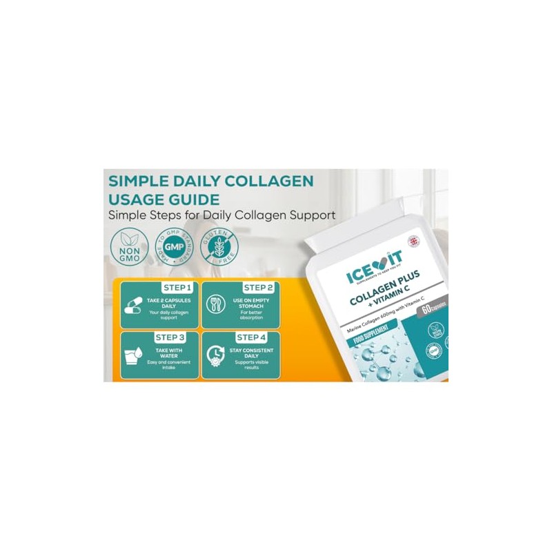Marine Collagen 1200mg + Vitamin C, 60 Capsules, 1 Month