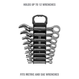 OEMTOOLS 23109 Stubby Wrench Organizer, For Shop, Garage, Or Tool Box, Organizers And Storage for Convenient Carrying, Case For Wrenches or Pegboard Tool Holder, 10 Inches, Black
