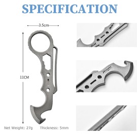 Hamans EDC Pry Bar Multi Tool Titanium EDC Crowbar Prybar Gear with Bottle Opener Wrench Crowbar Screwdriver Clip Function