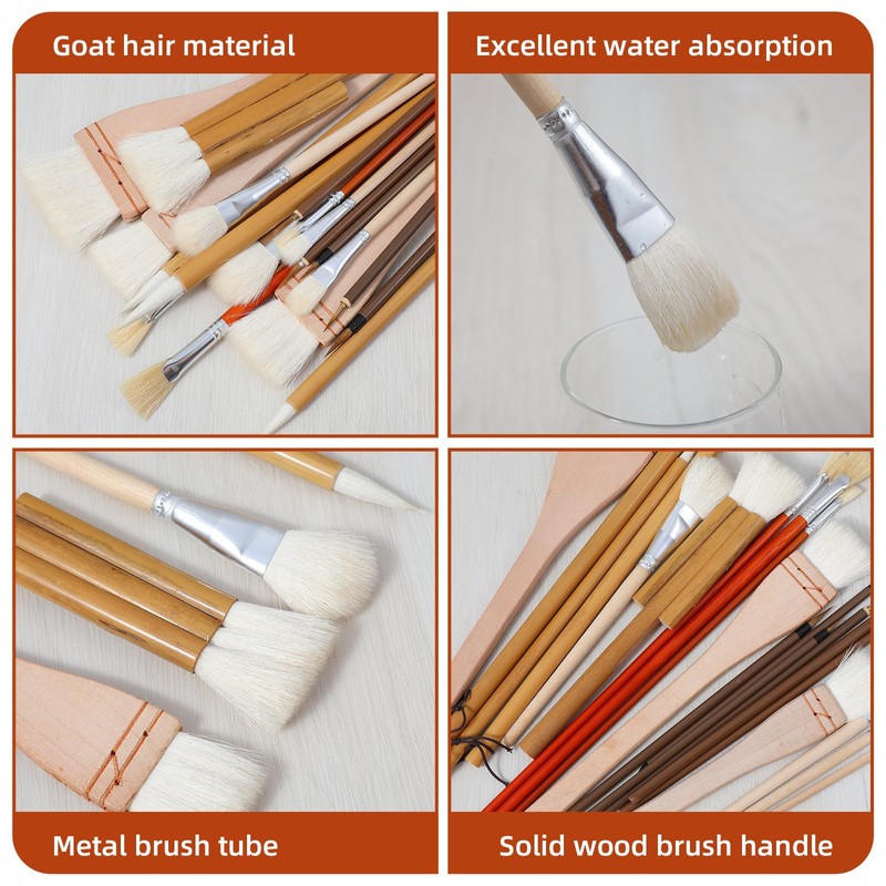 20Pcs Pottery Brushes for Glazing, Ceramic Brush Set with Storage