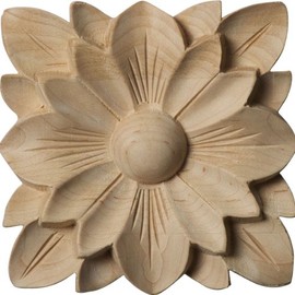 Ekena Millwork ROS04X04SPCH Rosette, 4 1/4"W x 4 1/4"H x 5/8"P, Cherry