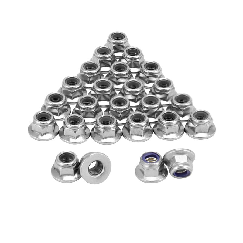 QWORK® 25pcs M5 Flange Nuts Stainless Steel 304 Locking Nuts