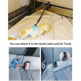 AUBELL Dog Seat Belt for Car,Updated 3-in-1 Adjustable Reflective Bungee Heavy Duty Dog Car Harness Tether with Clip Hook Latch & Buckle,Swivel Zinc Alloy Carabiner,Black