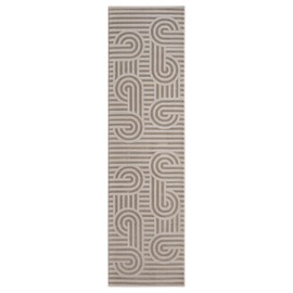 RUGGERRUGS Annabel Modern Geometric Area Rug for Kitchen, 2x7 Contemporary Arched and Linear Beige Neutral Runner, Stain Resistant Non-Shedding Carpet for Bedroom, Hallway or Entryway (2' x 7', Beige)