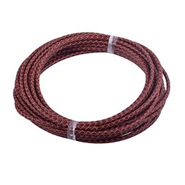 KONMAY - Cordón de piel trenzado redondo rojo clásico de 2 yardas de 4 mm
