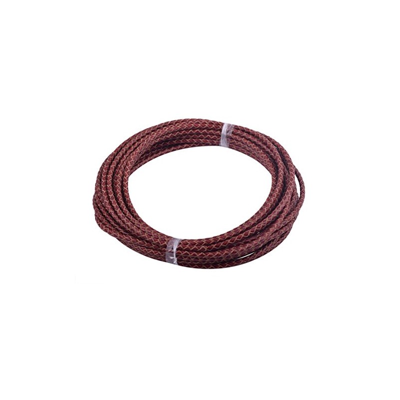KONMAY - Cordón de piel trenzado redondo rojo clásico de