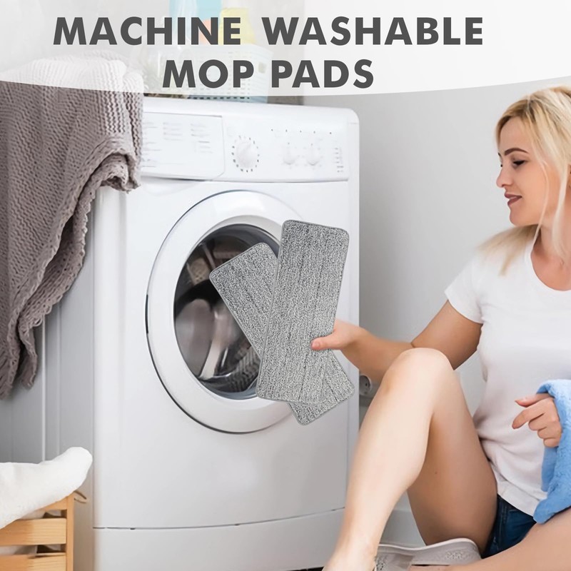 MASTERTOP 3 Pcs Microfiber Mop Pads Reusable, Washable Mop Pads