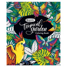 Crayola Tropical Garden Adult Coloring Book (40pgs), Adult Coloring Pages, Stress Relief Activity, Gift for Teens & Adults, 9+