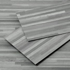 Yun-aeon Venice Ash Peel and Stick Floor Tiles 36-Pack 54 Sq Ft Gray Stripe Self Adhesive Wood Grain Planks Removable Vinyl Flooring Art Deco for Bedroom Living Room
