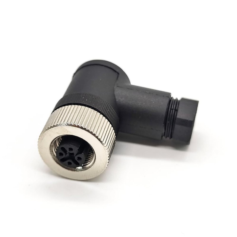 M12 Connector 4 pin Field Female Socket Right Angle Plastic