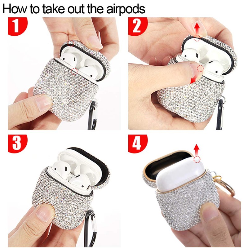 Sparkly Diamond Case for AirPods with Keychain, Shockproof Protective Premium