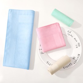 DoreenBeads Cotton Handkerchiefs (5/10-Pack) - Women's Pastel Hankies with Woven Striped Edges - 15.75" Bridal, Wedding Gift