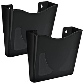 Azar Displays 250088-BLK-2PK Single Vertical Pocket Wall Mount File Holder, Black (2-Pack)