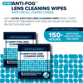 OPTICALINEA Ultra Anti-Fog Lens Cleaning Wipes l Pre-Moistened Anti Fog Wipes for Eyeglasses, Sunglasses, Goggles, Screens, Camera and Binocular Lenses, Industrial Eyewear and Shields l 400 Count