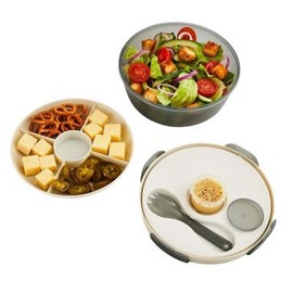 lakeland Round Salad Sandwich Lunch Box with Dividers and Ice Cooling Pack 1.2L