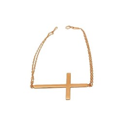apop nyc Rose Goldtone Sterling Silver Sideways Cross Bracelet 7 inch - 1.50 inch Cross