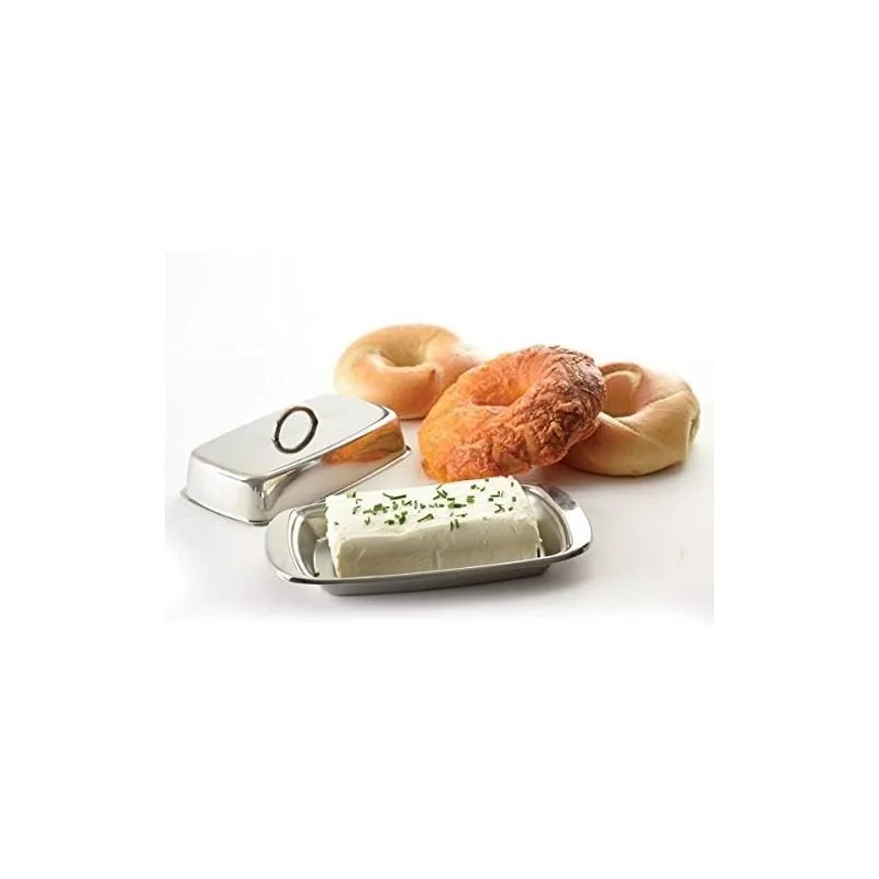Norpro Stainless Steel Double Covered Butter Dish 7.5"L x 4"W