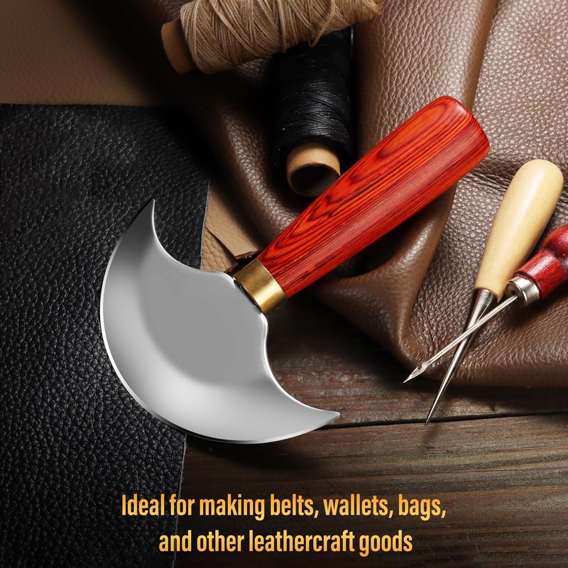 Coowolf Leather Knife with Wooden Handle, Leather Working Tools for