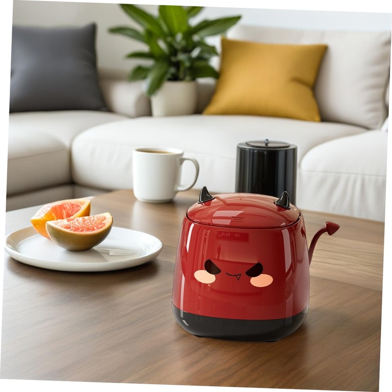 Sosoport Cute Demon Small Desktop Trash Can with Lid Silent