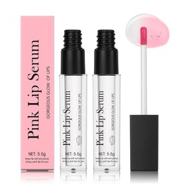 Magic Colour Changing Lip Gloss, 2 Pieces Pink Lip Serum, Colour Changing Lip Plumper, Hydrating Pink Lip Oil, Lip Serum Lip Tint for Lip Care, Pink Essence, Long Lasting Moisture, Repair
