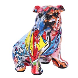 suruim Graffiti English Bulldog Statue - Colorful Resin Dog Sculpture for Home Decor, Office Desktop & Gift for Dog Enthusiasts