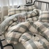 LifeTB Green Plaid Duvet Cover Queen Soft Cotton Grid Plaid