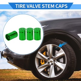 VekAuto 4 Pcs Tire Valve Stem Caps, 11x17MM Car Wheel Valve Cap Universal for Car Bike Motorcycle Anti Crash Aluminum Alloy Green Tyre Valve Stem Cover Valve Dust Cap Tire Valve Cap